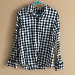 Gap Gingham PlusSize Boyfriend Fit Long Sleeve Top